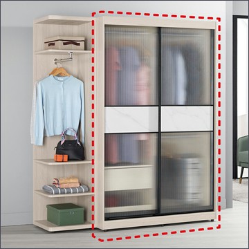 4尺鋁框滑門衣櫥 收納衣櫃 儲物衣帽間 玻璃櫃子 玻璃門衣櫥【149A04210】Leader傢居館149-A210+A211