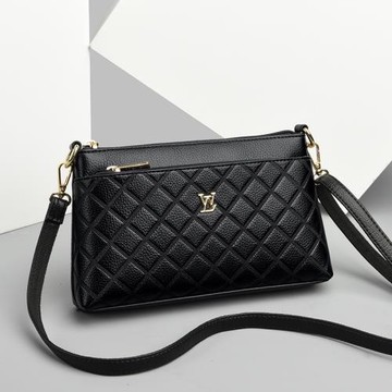 真皮女包中年媽媽包2025新款時尚百搭菱格軟皮女包單肩斜挎小包包