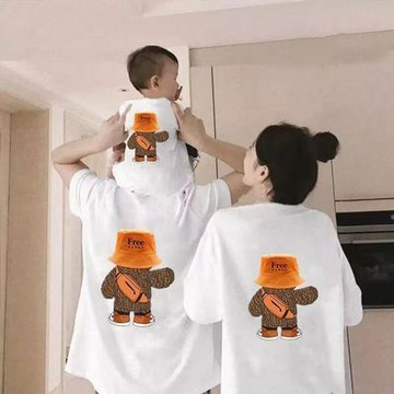 🔥臺灣出貨 100%純棉親子裝 一家三四口短袖t恤 大人小孩 套裝 夏季新款潮牌印花 母子女 半袖上衣 個性親子裝 兒童