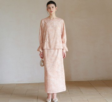 【溫柔暈染】新中式復古中國風 提花廓形上衣/半裙