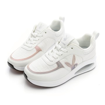 PLAYBOY 玩色派對抗震增高氣墊鞋-PY1057白