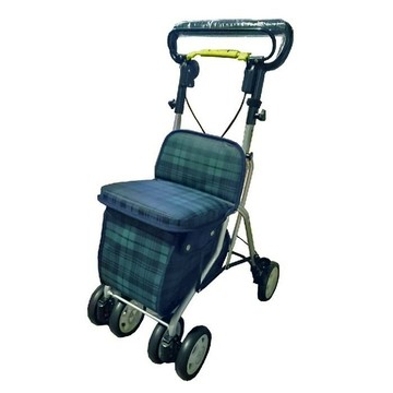 【海夫健康生活館】輕巧購物助行車 (綠格紋)