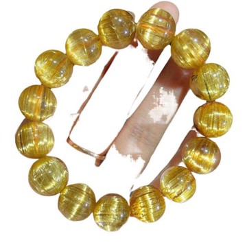 金發晶手鏈鈦晶滿發男女天然巴西金發晶手鏈黃水晶手鏈黃發晶時尚