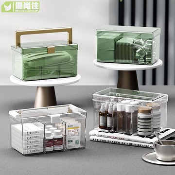 醫藥箱 家庭裝藥物藥品口罩收納盒 透明塑膠便捷手提急救箱