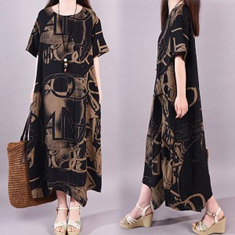ロングワンピース 夏 ロング ワンピース 40代 レディース オシャレ ロング リゾートワンピ 着痩せ 綿麻混 半袖 ロング丈 通販 Lineポイント最大1 0 Get Lineショッピング