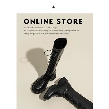 不二鞋坊真皮長筒靴女2025秋冬加絨騎士靴顯瘦長靴系帶厚底高筒靴