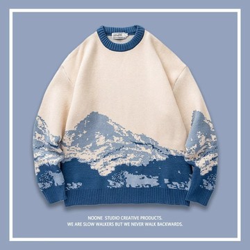 『Comoon _Shop』🌟 |  富士山下🌹  | 針織毛衣男 | 學院毛衣 | 寬鬆版型 男生毛衣 | 毛衣男