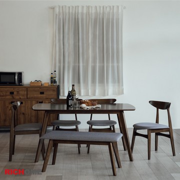 RICHOME 艾倫餐桌椅(實木)(一桌四椅一長凳) 餐桌 餐椅 實木餐桌椅 長凳 DS076