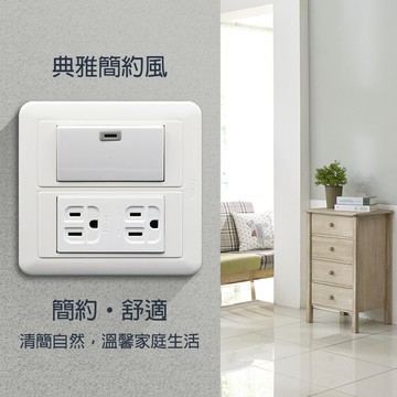 朝日電工 tl-1s2hd 雅白雙聯大型夜光單開雙接地插座