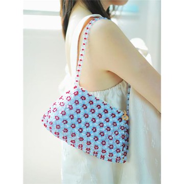 水晶包透明花朵腋下串珠包手提單肩珠珠包復古法棍包亞克力女包包