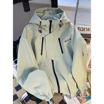 潮牌機能風連帽沖鋒衣外套男秋季港風休閑戶外防風防水登山服夾克