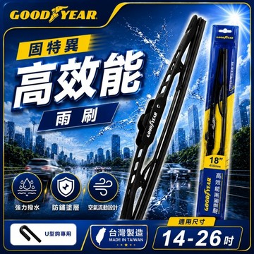GOODYEAR固特異 高效能雨刷 1入/2入組 14吋~26吋 前擋雨刷｜硬骨雨刷｜橡膠雨刷｜鐵骨雨刷