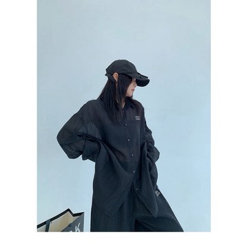 【RICECAKE & OISIS】美式字母 鬆弛垂墜感 長袖襯衫+長褲 高級感 百搭 上衣 oversize 女