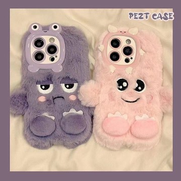 蘋果17軟殼11可愛12 13呆萌小怪獸情侶xr閨蜜毛絨iphone15promax手機殼14新款8卡通16防摔保護套