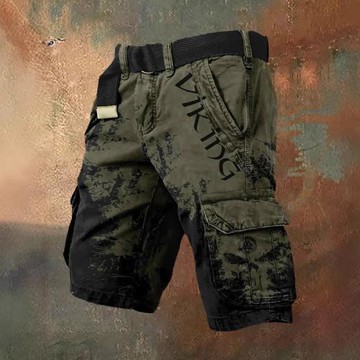 獨立站亞馬遜新款歐美潮流3D數碼印花潮流短褲拉鏈款男褲 無腰帶