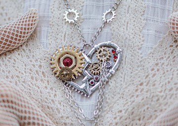 蒸汽朋克 Steampunk 工業風 心型 機械美學 項鏈 配飾