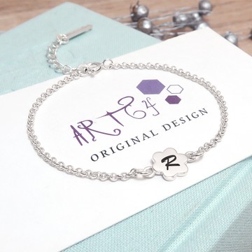 ART64 小小花兒 雙圈款 客製化刻字 925純銀女生手鍊