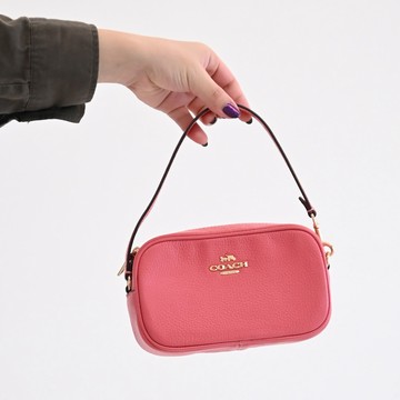 COACH C9932 JAMIE 經典LOGO迷你手提包.桃粉
