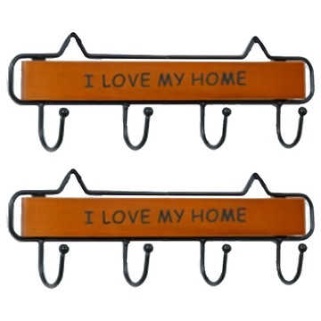 木質鐵藝衣帽架 I LOVE MY HOME  咖啡色  29 x 9.5cm  2個