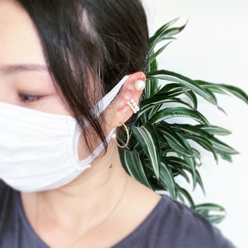 耳套，貝殼珍珠和14KGF耳套，耳套CL02