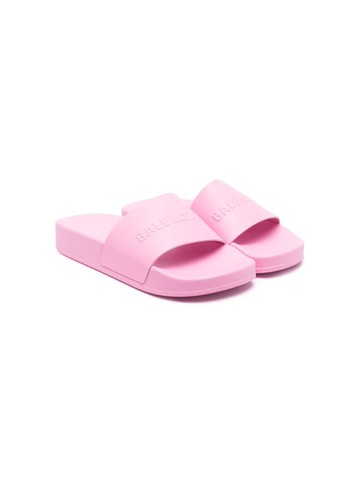 Balenciaga Kids - embossed-logo tonal-design slippers - kids - Fabric/Rubber/Polyurethane/Rubber - 31 - Pink