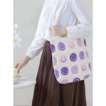 趣織社笑臉包包手工編織自制diy鉤針包包材料包毛線團打發時間亻