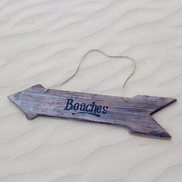 實木沙灘掛牌 beaches大號指向牌 家居裝飾櫥窗陳列攝影道具1入
