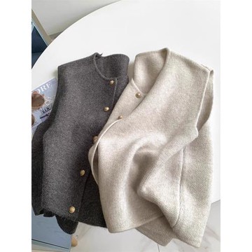 秋冬法式洋氣針織馬甲背心女士羊毛坎肩毛衣馬夾初秋疊穿外穿上衣