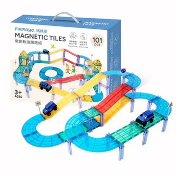 【mamayo】星鑽磁力片-電動軌道跑跑組(101pcs)