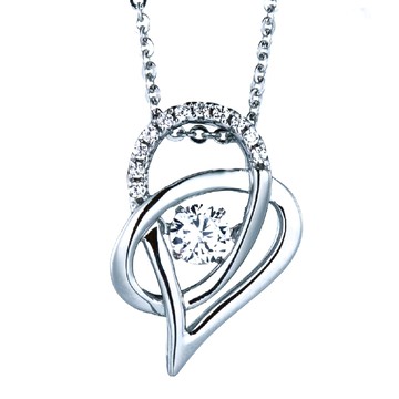 Crossfor 日本進口主鑽 Dancing Stone系列 純銀懸浮閃動項鍊  E款 邂逅愛情 銀色  鍊長40 + 5cm延長鍊