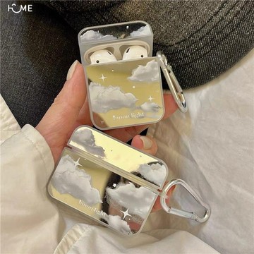 ins云朵鏡面蘋果AirPods1/23代無線藍牙耳機鏡面殼蘋果AirPodspro