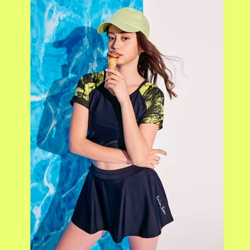 莫妮娜 台灣製 少女短版二件式泳衣 設計款 限量發行