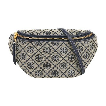 TORY BURCH T Monogram 標誌緹花拉鍊腰包(海軍藍)