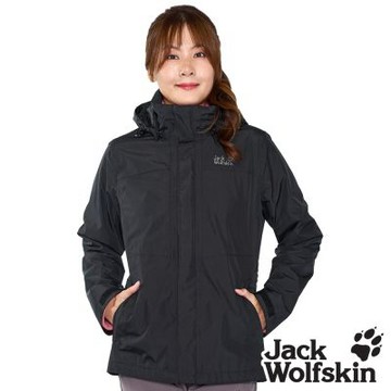 【Jack wolfskin 飛狼】女 Air Wolf 兩件式防風防水刷毛保暖外套｜三合一衝鋒衣 『黑』