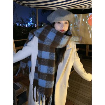 女款冬季加厚百搭馬海男大圍巾