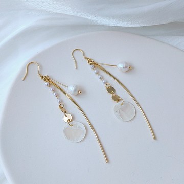 🧨新年快樂🧡快速出貨【OCTOBER 16Th】S925銀針鍍14K金淡水珍珠貝殼耳環耳釘＃CRY4019 開運 生日禮物 閨蜜禮物 情人節禮物 交換禮物 客製化禮物