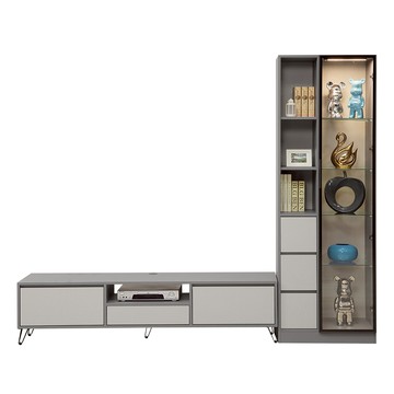 直人木業-JASPER現代風展示電視櫃組248公分(展示櫃三抽置左68公分+電視櫃180公分)