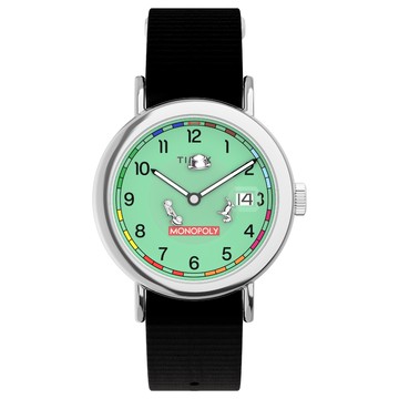 【TIMEX】天美時 x Monopoly Weekender 37 毫米 桌游 地產大亨 大富翁 聯名手錶(綠x黑 TXTW2Y47000)