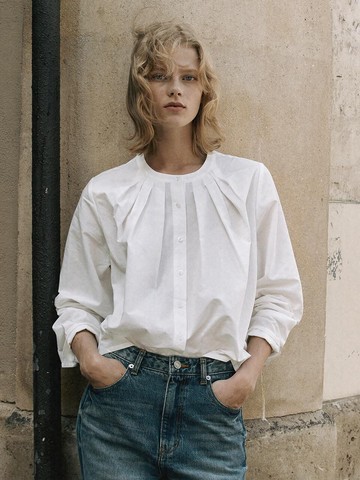 Volume Sleeve Tuck Blouse_2 Color