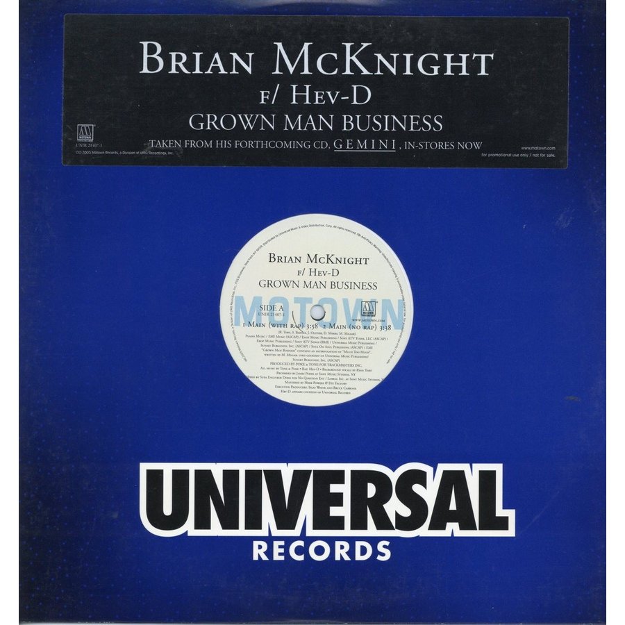 BRIAN MCKNIGHT feat Hev-D GROWN MAN BUSINESS 12" US 2005年リリース