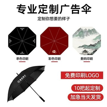 【臺灣出貨 免運】雨傘定製可印logo廣告傘男黑色大號長柄酒店定做批發圖案印字訂做
