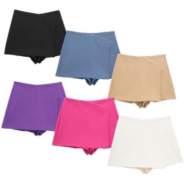 歐美風 2022秋季新款歐美女裝 黑色不對稱裙褲短褲 4661515 800