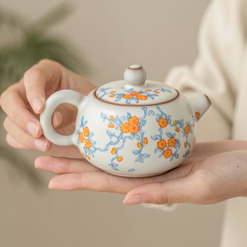 霜語杏花汝窯西施壺單個高檔功夫茶具泡茶家用陶瓷茶壺單壺大容量