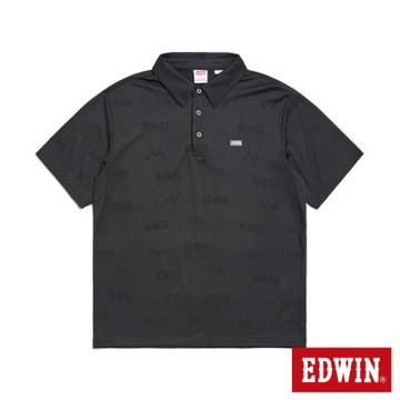 EDWIN 男裝 COOL FLEX 涼感緹花短袖POLO衫-黑色