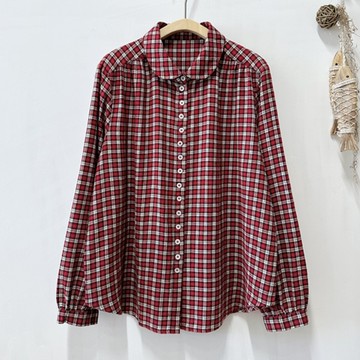 休閑舒適棉質格紋襯衫122469C