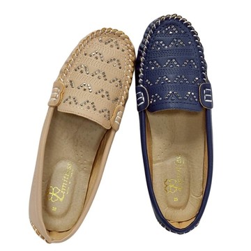 Limitless利米堤司手工縫線貼鑽款莫卡辛超軟Q豆豆鞋 穆勒鞋 福樂鞋 休閒鞋 懶人鞋 輕便鞋A31012