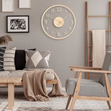 MJK鐘表實木玻璃掛鐘客廳家用時尚簡約時鐘掛墻輕奢北歐創意南舟