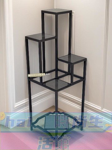 免運 可開發票 花架 鋁合金花架 置物架 室外花架 鋁合金四連體架室內室外陽臺園林盆藝黑色新中式盆景花架移動客製