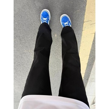 經典黑色彎刀牛仔褲男款潮牌美式高街褲子提檔顯瘦直筒微喇長褲 百搭休閑長褲男生牛仔褲 顯瘦