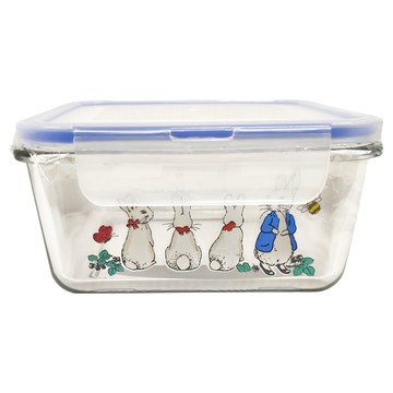 PETER RABBIT 比得兔 PR 1200ML 方型耐熱玻璃保鮮盒 尺寸: 16x16x8.5cm  兄妹 方型  1個